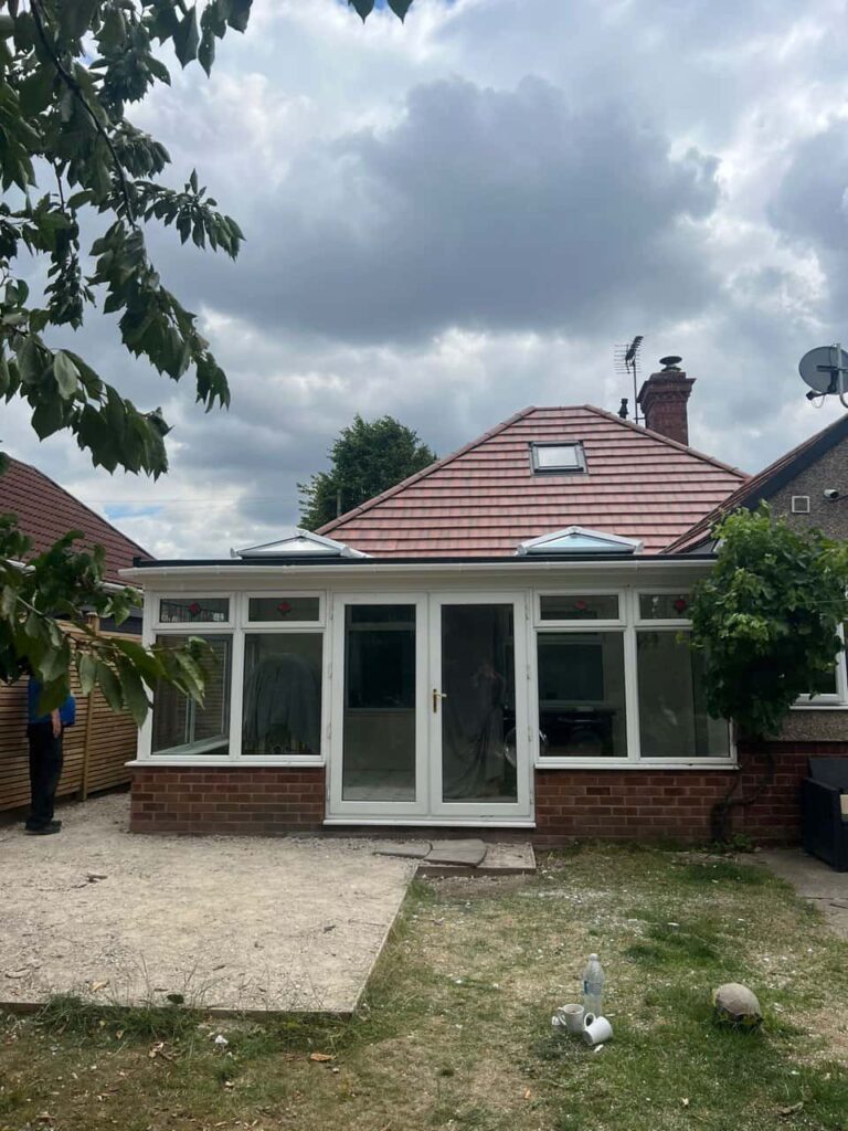 This is a photo of a hipped roof on a bungalow that has just had roof repairs carried out. Works carried out by Castle Donnington Roofing Repairs